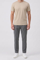Beige klassisk t-shirt i bomullsblandning för män