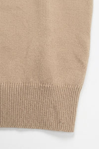 Beige stickad t-shirt med rund hals och kort ärm för män