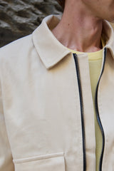 Beige Utility Bomber Lätt Vadderad Jacka med Dragkedja för Herr