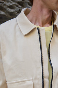 Beige Utility Bomber Lätt Vadderad Jacka med Dragkedja för Herr