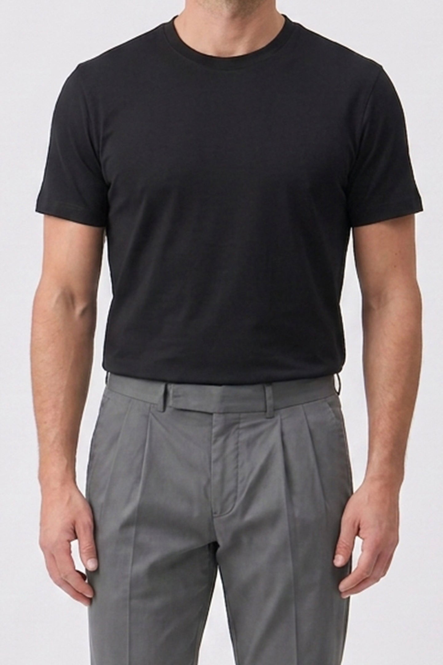 Svart klassisk t-shirt i bomullsblandning för män