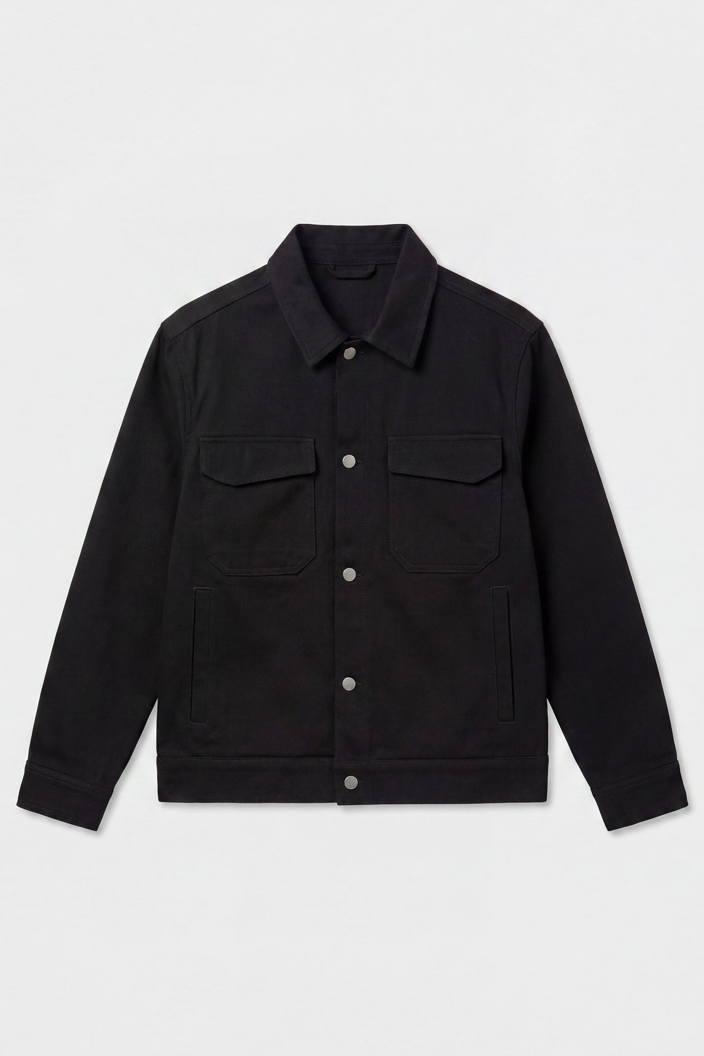 Svart herrjacka i bomullstwill - Trucker Overshirt