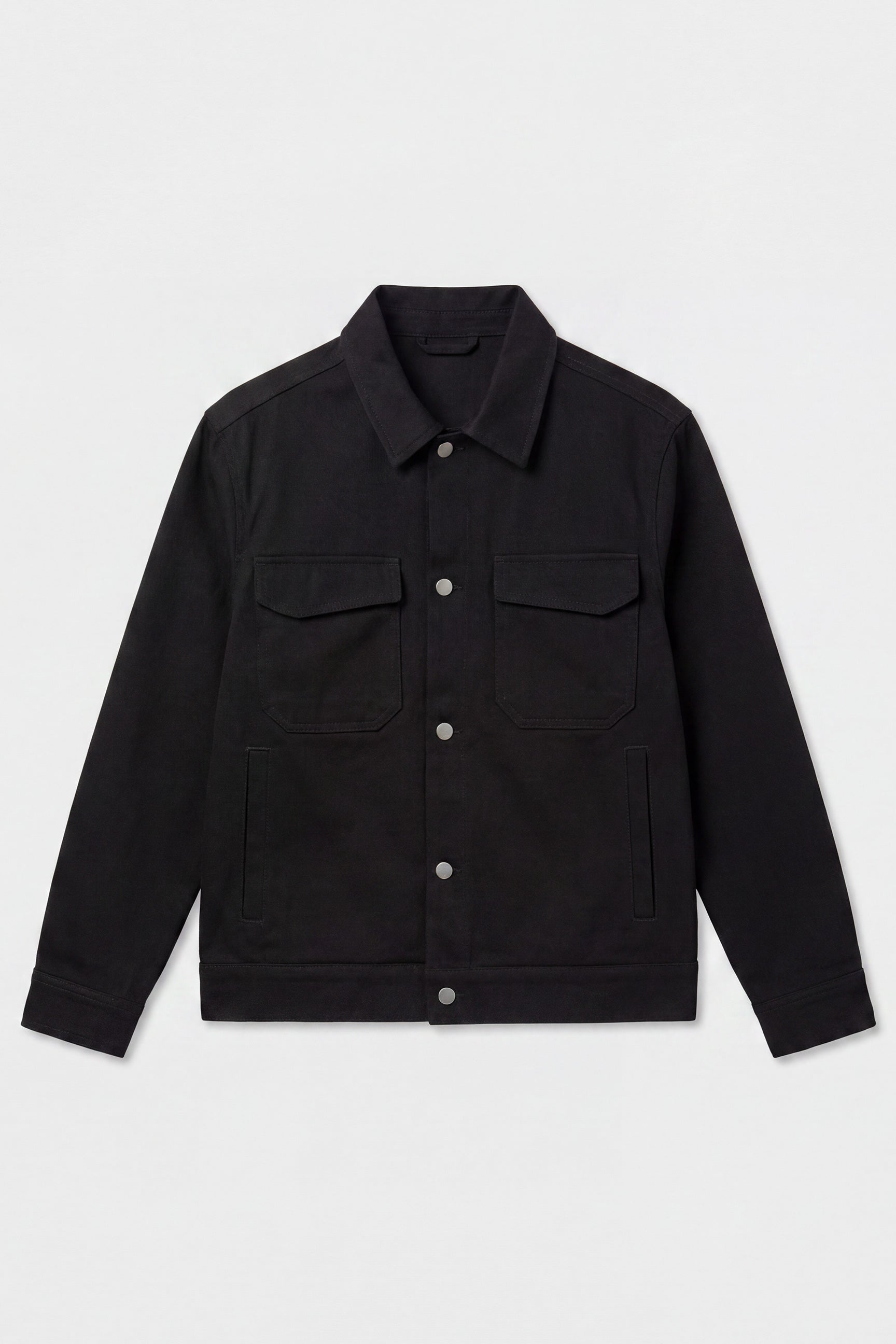 Svart herrjacka i bomullstwill - Trucker Overshirt