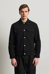 Svart herrjacka i bomullstwill - Trucker Overshirt
