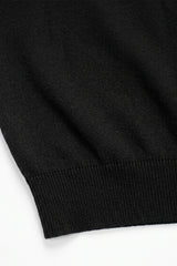 Herr svart stickad t-shirt med rund hals och kort ärm