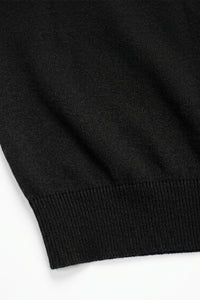 Herr svart stickad t-shirt med rund hals och kort ärm