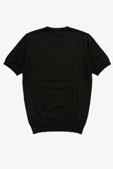 Herr svart stickad t-shirt med rund hals och kort ärm