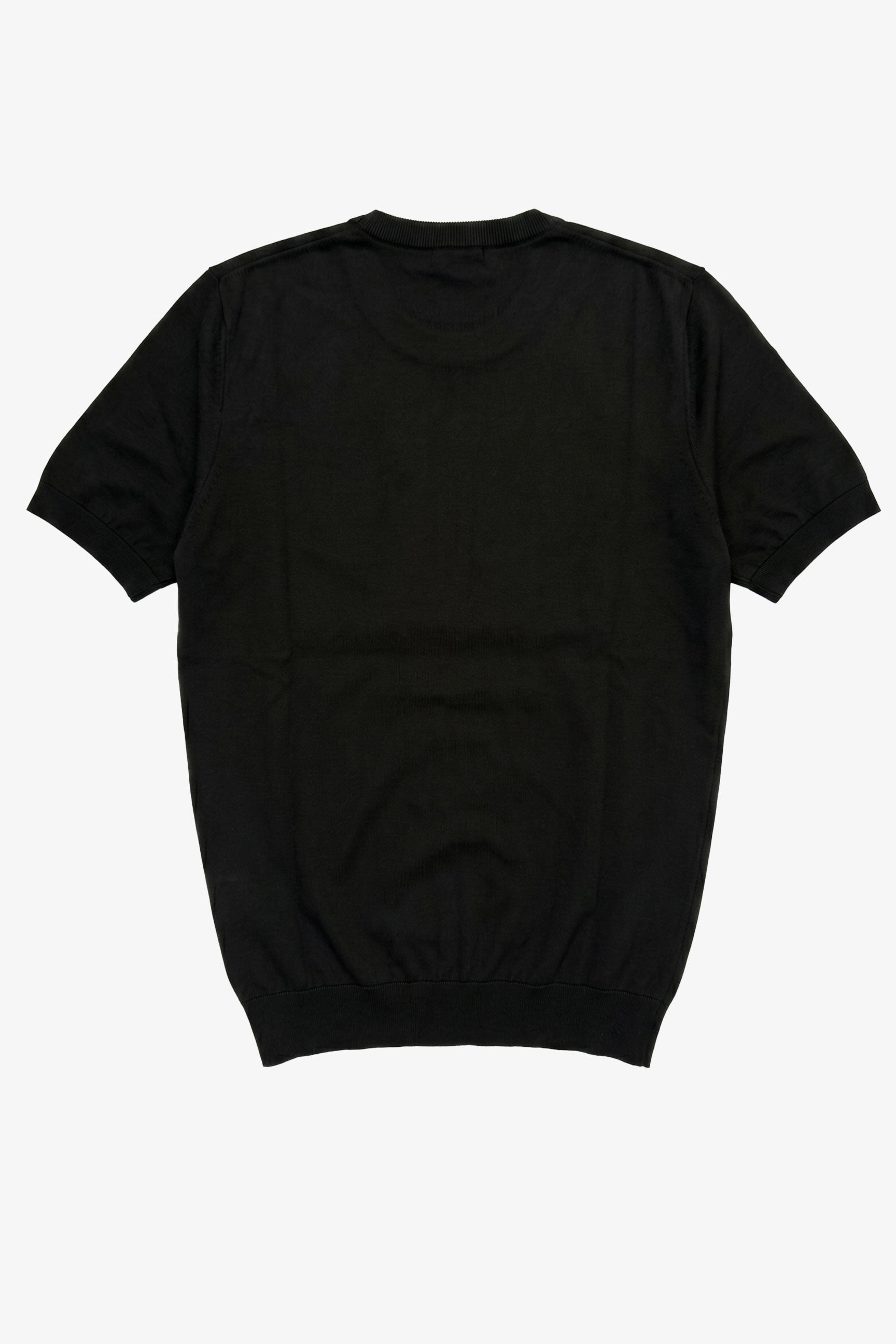 Herr svart stickad t-shirt med rund hals och kort ärm