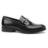 Svarta slip-on loafers i PU-lack för män