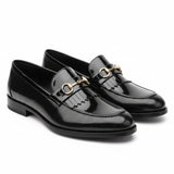 Svarta slip-on loafers i PU-lack för män