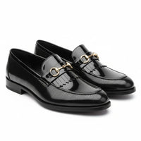 Svarta slip-on loafers i PU-lack för män