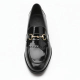 Svarta slip-on loafers i PU-lack för män