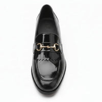 Svarta slip-on loafers i PU-lack för män