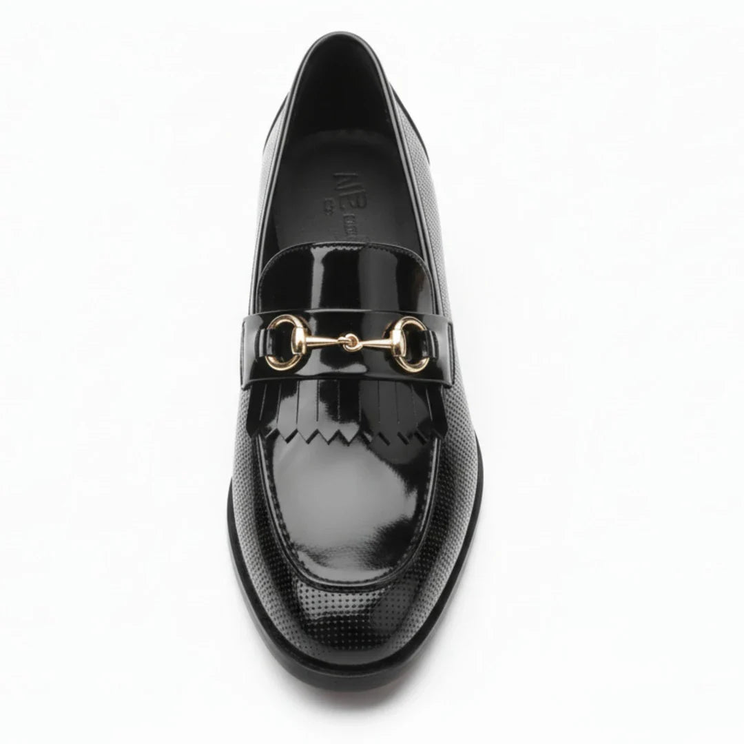 Svarta slip-on loafers i PU-lack för män