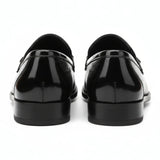 Svarta slip-on loafers i PU-lack för män