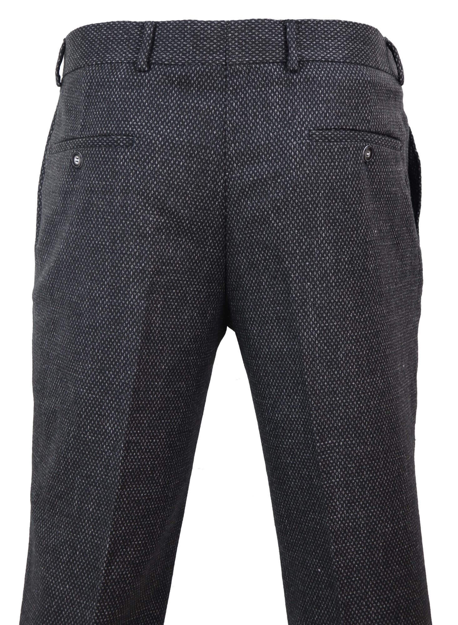 Svarta herrbyxor i tweed i vintage-stil – STZ14
