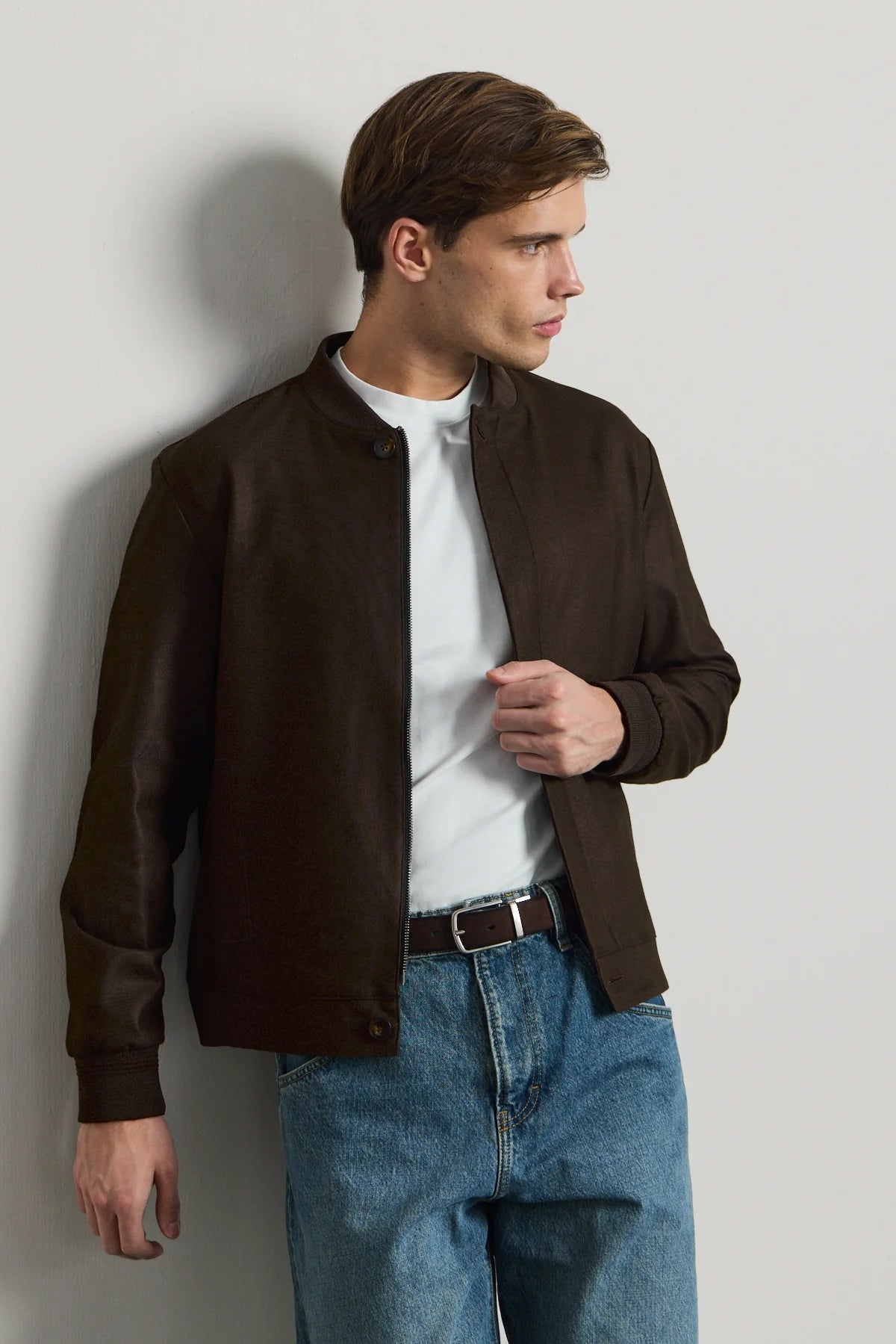 Herr Brun Minimalistisk Elegant Bomberjacka