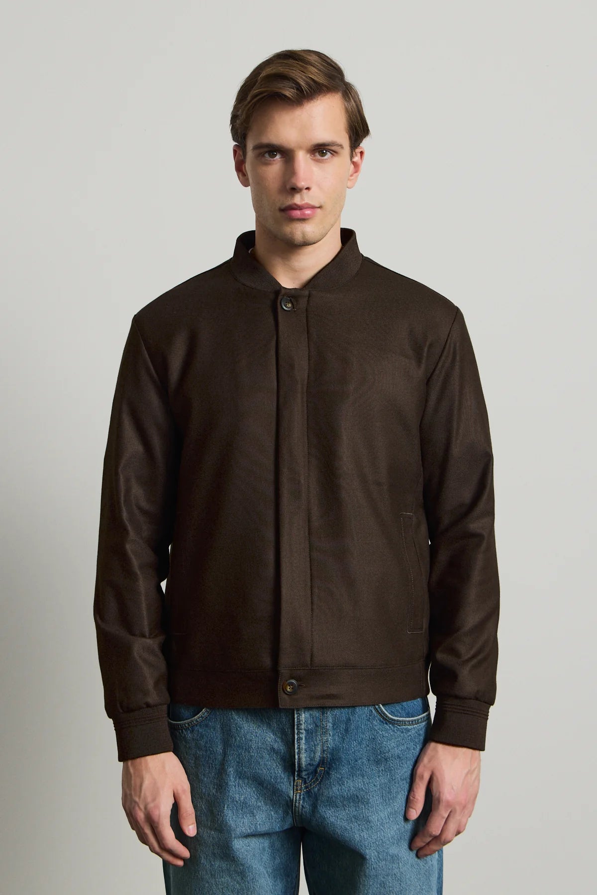 Herr Brun Minimalistisk Elegant Bomberjacka