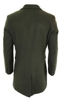 Herr klassisk lång överrock i ull - Olivgrön