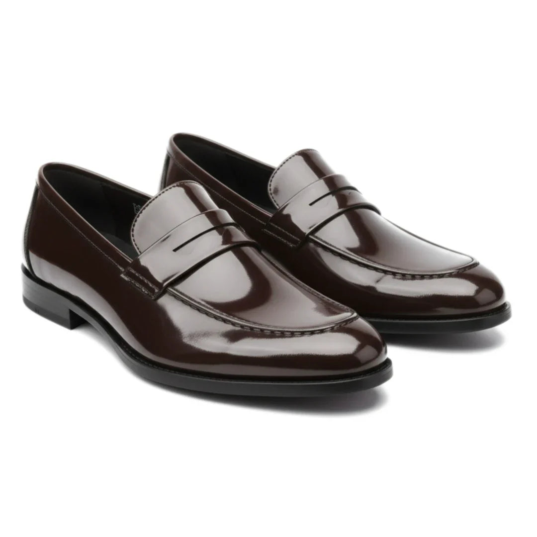 Herrloafers i konstläder med penny-detaljer