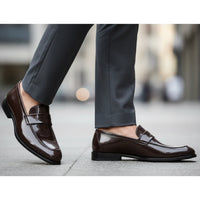 Herrloafers i konstläder med penny-detaljer