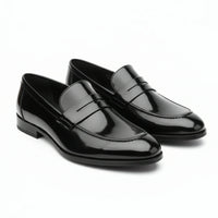 Herrloafers i konstläder med penny-motiv