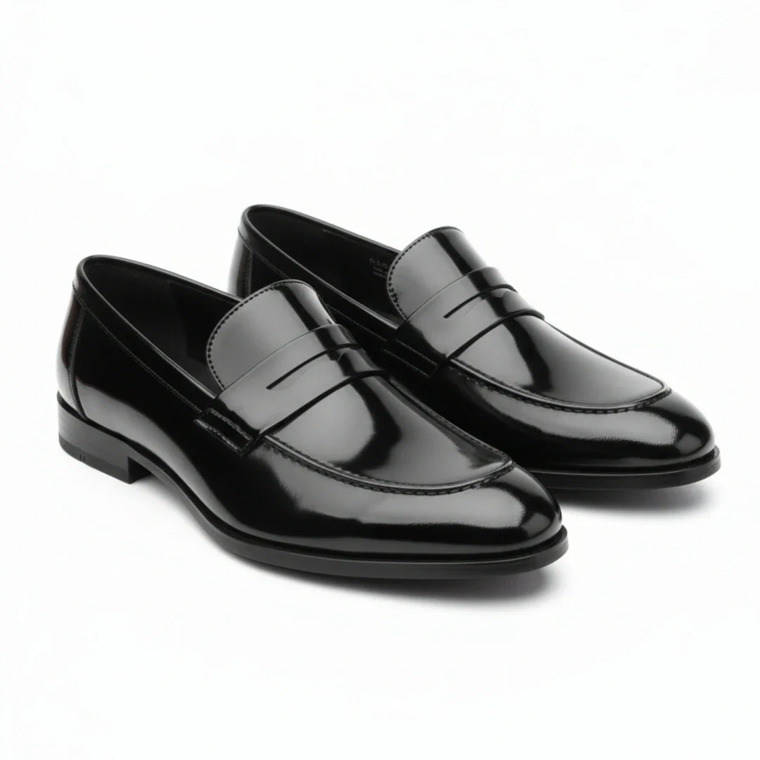 Herrloafers i konstläder med penny-motiv