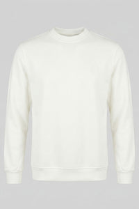 Herrtröja i off-white med rund hals och långärmad stretch i bomullsblandning