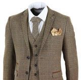 Herrkostym i tweed, 3 delar, brun