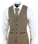 Herrkostym i tweed, 3 delar, brun