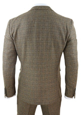 Herrkostym i tweed, 3 delar, brun