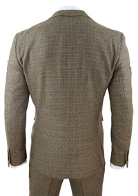Herrkostym i tweed, 3 delar, brun
