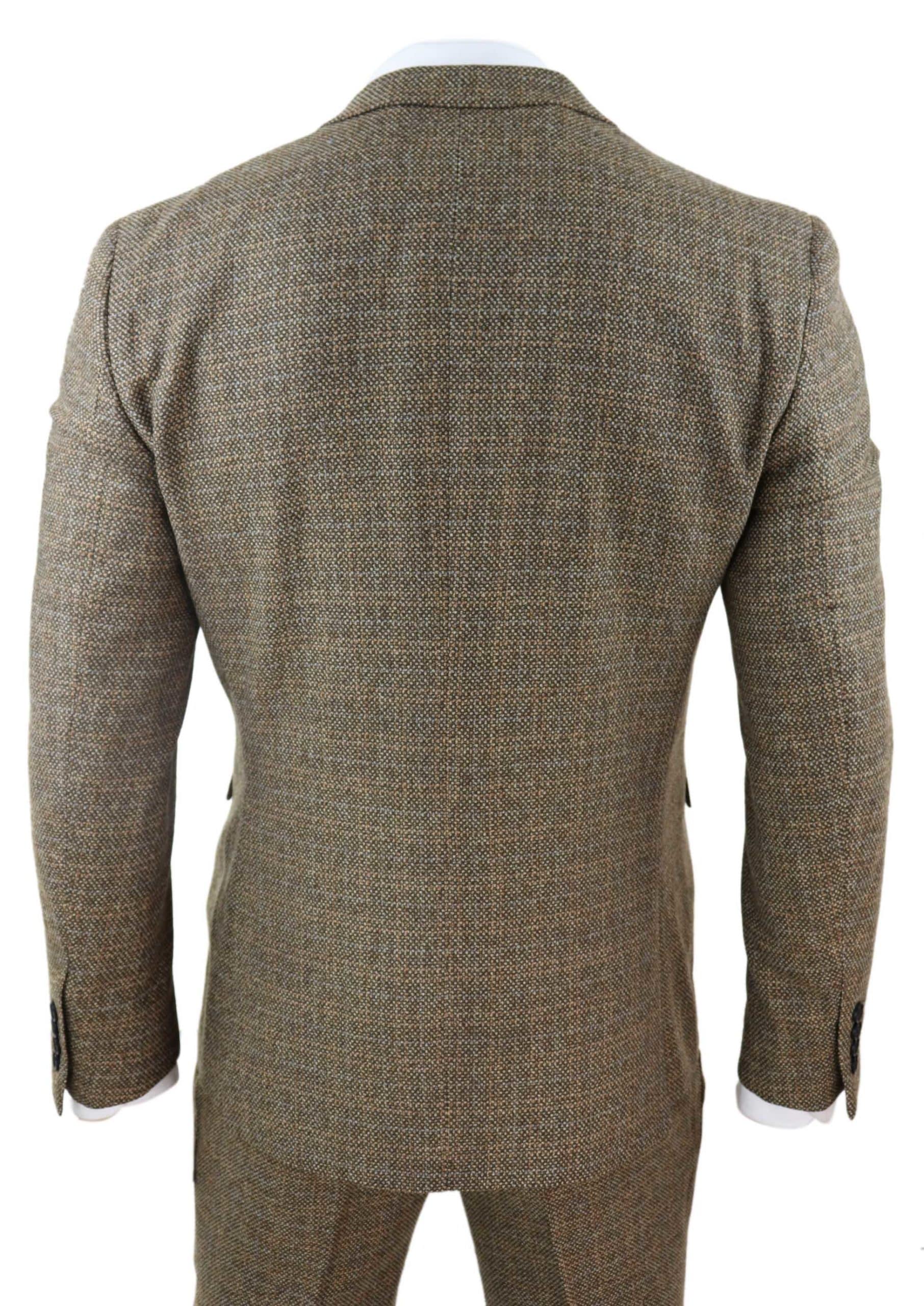 Herrkostym i tweed, 3 delar, brun