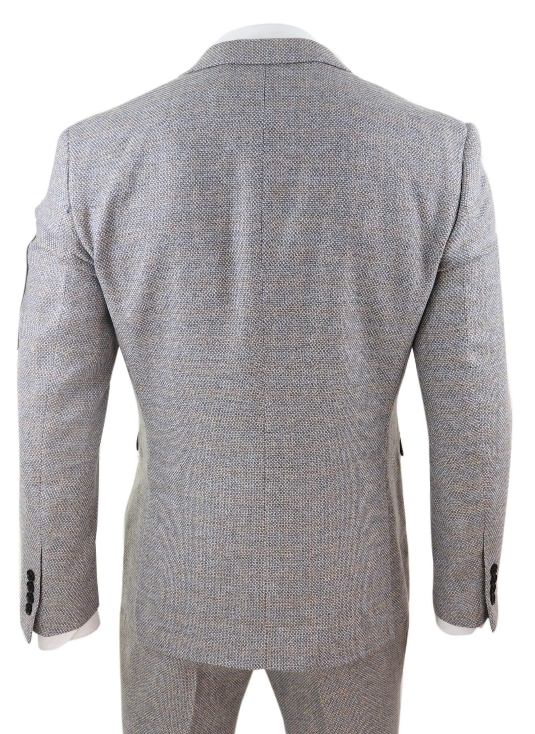 Herrkostym i tweed, rutig, 3-delad - Krämgrädde