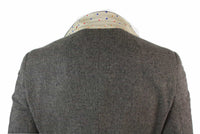 Herr 3-delad kostym i ullblandning i fiskbensmönster i tweed, brun, vintage-skrudad, brun