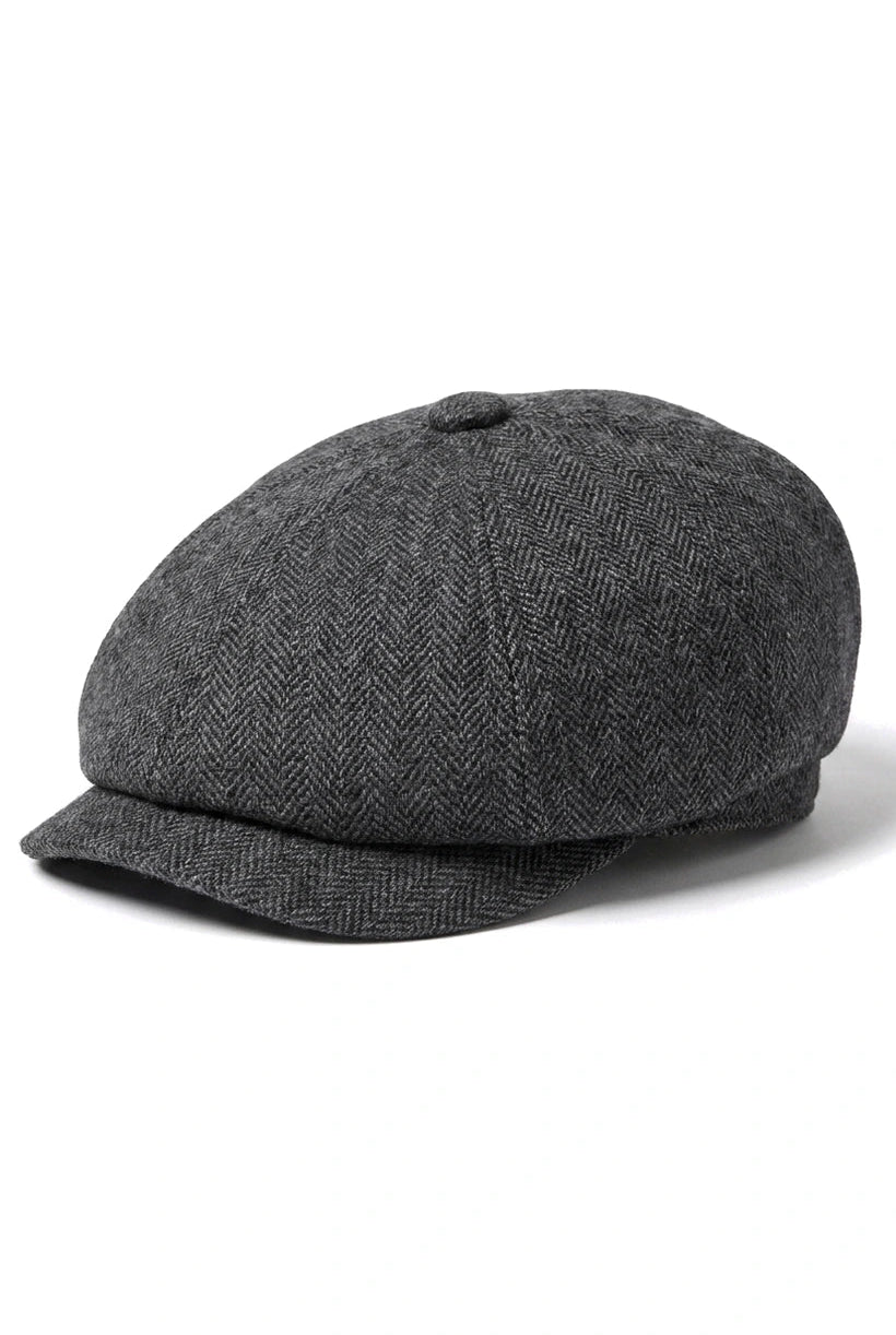 Mens 8 Panel Newsboy Cap - Cavani Martez - Mörkgrå