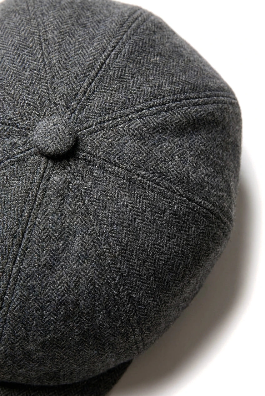 Mens 8 Panel Newsboy Cap - Cavani Martez - Mörkgrå