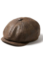 Herr 8-panels Razor Baker Boy-hatt i PU-läder, Blinders Newsboy-keps, brun