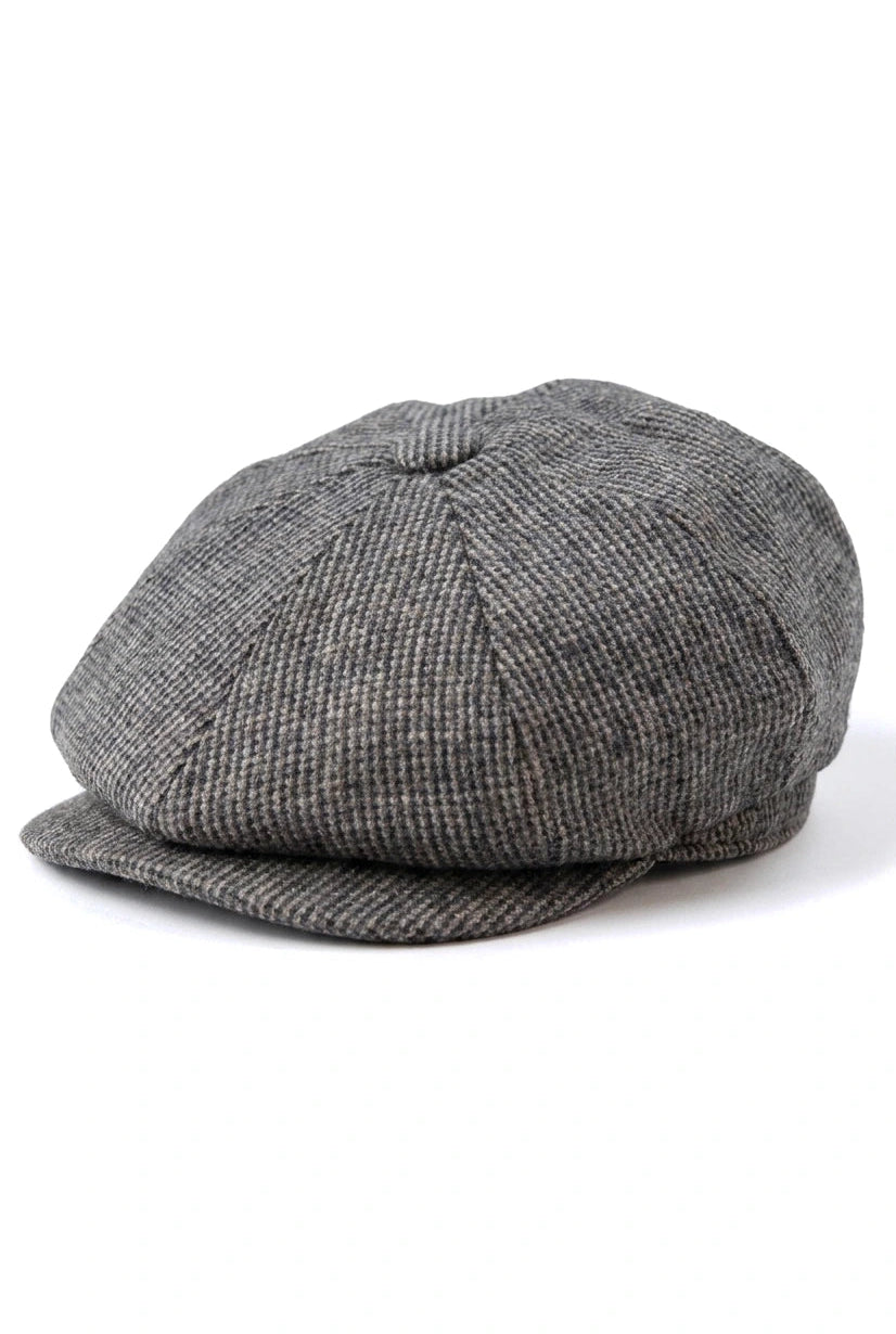 Herr 8-panels Razor Baker Boy-hatt i ull, tweed, Shelby Newsboy-keps, grå