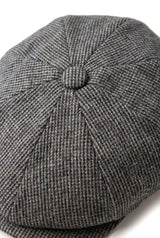 Herr 8-panels Razor Baker Boy-hatt i ull, tweed, Shelby Newsboy-keps, grå