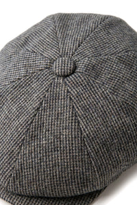 Herr 8-panels Razor Baker Boy-hatt i ull, tweed, Shelby Newsboy-keps, grå