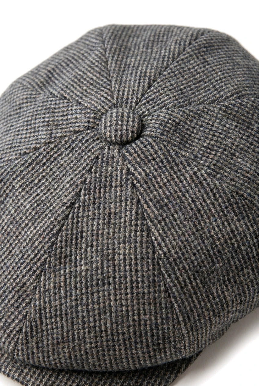 Herr 8-panels Razor Baker Boy-hatt i ull, tweed, Shelby Newsboy-keps, grå