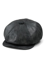 Herr 8-panels Razor Baker Boy-hatt i PU-läder, Blinders Newsboy-keps, svart