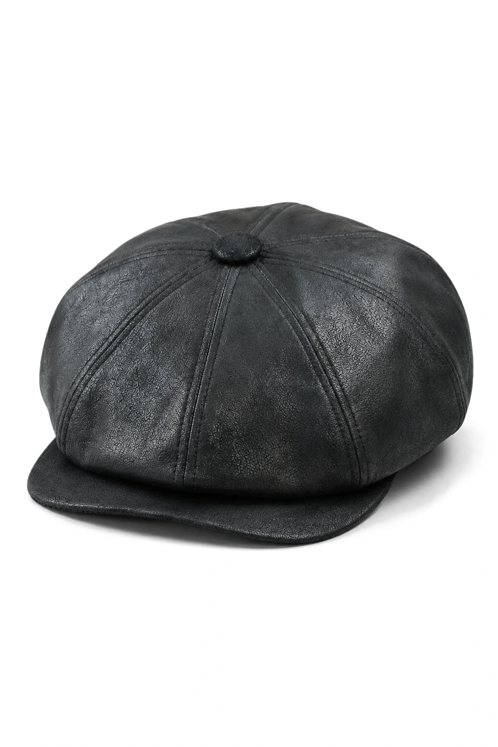 Herr 8-panels Razor Baker Boy-hatt i PU-läder, Blinders Newsboy-keps, svart