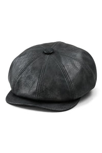 Herr 8-panels Razor Baker Boy-hatt i PU-läder, Blinders Newsboy-keps, svart