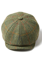 Herrhatt med 8 paneler, tweed, Blinders Newsboy-keps, grönrutig