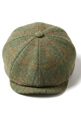 Herrhatt med 8 paneler, tweed, Blinders Newsboy-keps, grönrutig