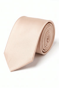 Beige smal enfärgad slips för män