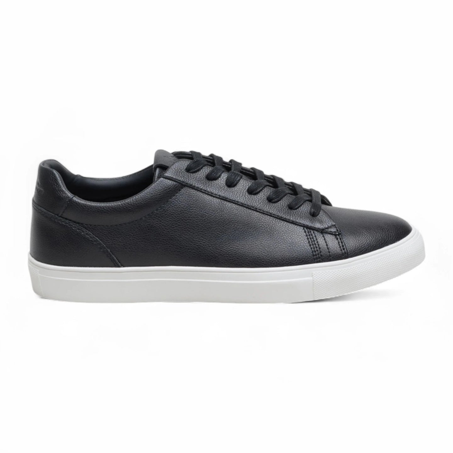 Svarta lädersneakers med snörning för män