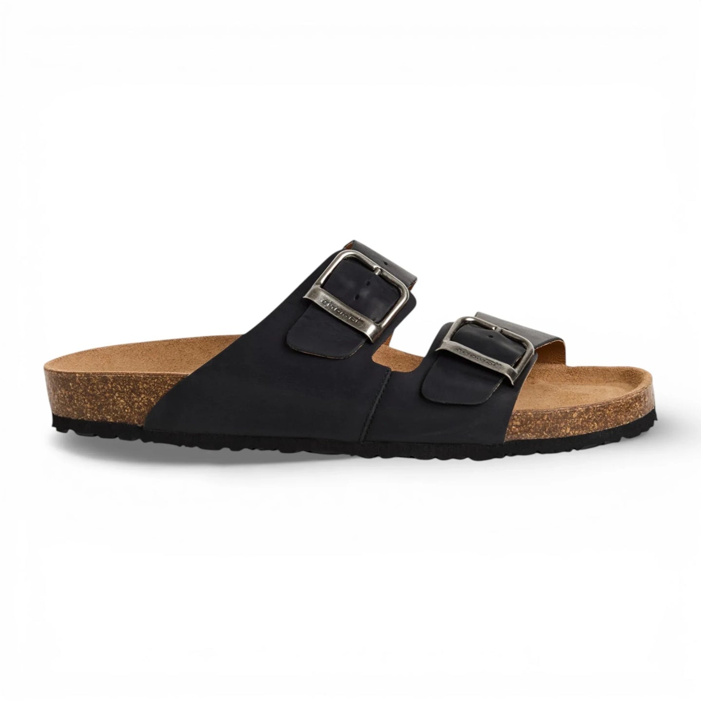 Svarta slip-on-sandaler i läder för män